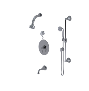 Rubinet T231ETL Temperature Control Shower With Two Way Diverter ShutOff, Hand Held Shower, Bar, Integral Supply Fixed Shower Head Arm 8 Ceiling Mount, Trim - Parent