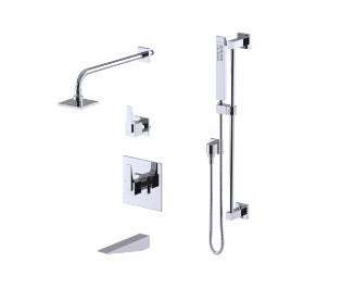Rubinet T231RSL Pressure Balance Tub Shower With Three Way Diverter Shared Flow, Fixed Shower Head Arm. Tub Filler Spout, Hand Held Shower, Bar Integral Supply, - Parent