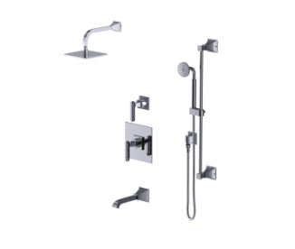 Rubinet T232MQL Pressure Balance Tub Shower With Three Way Diverter Shared Flow, Fixed Shower Head Arm, Tub Filler Spout, Hand Held Shower, Bar Integral Supply - Parent