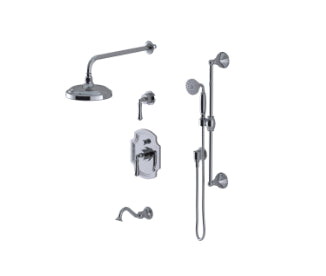 Rubinet T232RVC Pressure Balance Tub Shower With Three Way Diverter Shared Flow, Fixed Shower Head Arm, Tub Filler Spout, Hand Held Shower, Bar IntegraSupply