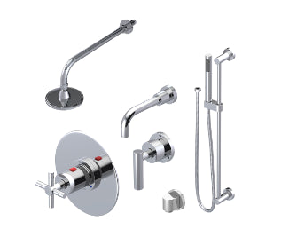 Rubinet T23GNL Temperature Control Tub Shower With Three Way Diverter ShutOff, Hand Held Shower, Bar, IntegraSupply, Wall Mount Tub Filler Spout Lasalle Sho