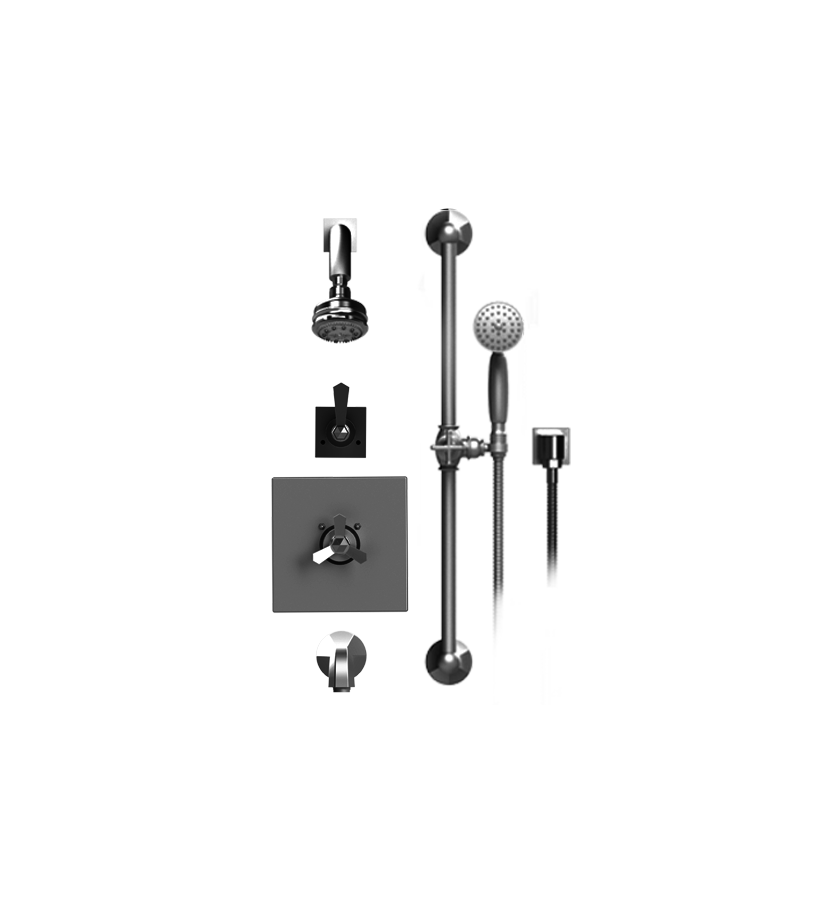 Rubinet T23HXC Temperature Control Tub Shower With Three Way Diverter ShutOff, Hand Held Shower, Bar, IntegraSupply, Wall Mount Tub Filler Spout Shower Head - Parent
