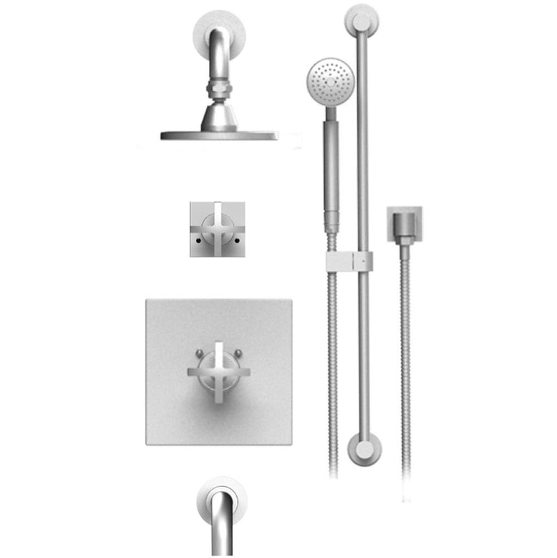 Rubinet T23LAC Temperature Control Tub Shower With Three Way Diverter ShutOff, Hand Held Shower, Bar, Integral Supply, Wall Mount Tub Filler Spout Fixed Shower - Parent