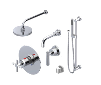 Rubinet T24GNC Temperature Control Tub Shower With Three Way Diverter ShutOff, Hand Held Shower, Bar, IntegraSupply, Wall Mount Tub Filler Spout Lasalle Sho