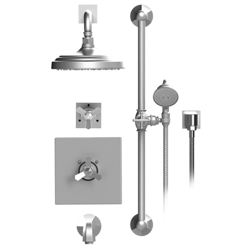Rubinet T24HXC Temperature Control Tub Shower With Three Way Diverter ShutOff, Hand Held Shower, Bar, IntegraSupply, Wall Mount Tub Filler Spout Shower Head
