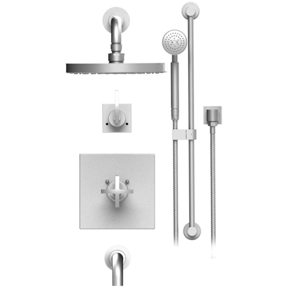 Rubinet T24LAL Temperature Control Tub Shower With Three Way Diverter ShutOff, Hand Held Shower, Bar, Integral Supply, Wall Mount Tub Filler Spout Fixed Shower