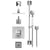 Rubinet T24MQL Temperature Control Tub Shower With Three Way Diverter ShutOff, Hand Held Shower, Bar, Integral Supply Wall Mount Tub Filler Spout Fixed Shower
