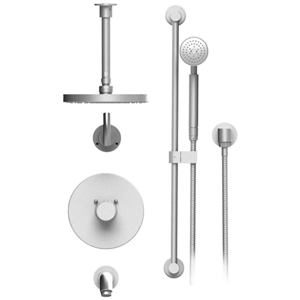 Rubinet T25HOL Temperature Control Tub Shower With Three Way Diverter ShutOff, Hand Held Shower, Bar, IntegraSupply Wall Mount Tub Filler Spout Lasalle Show