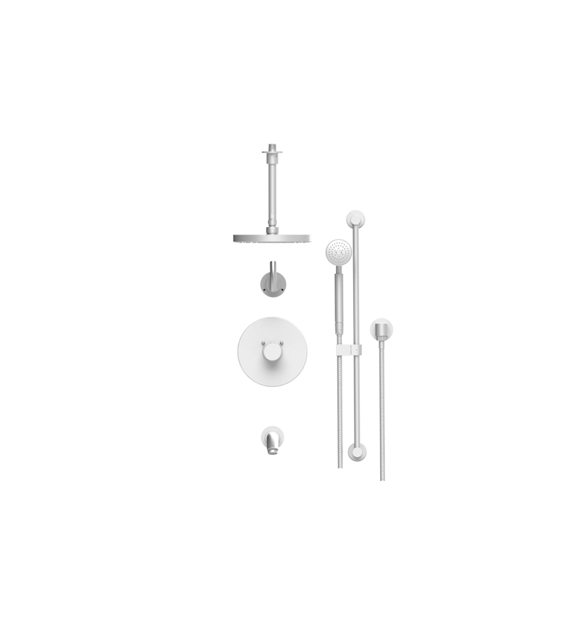 Rubinet T25HOR R Temperature Control Tub Shower With Three Way Diverter ShutOff, Hand Held Shower, Bar, IntegraSupply Wall Mount Tub Filler Spout Lasalle Show