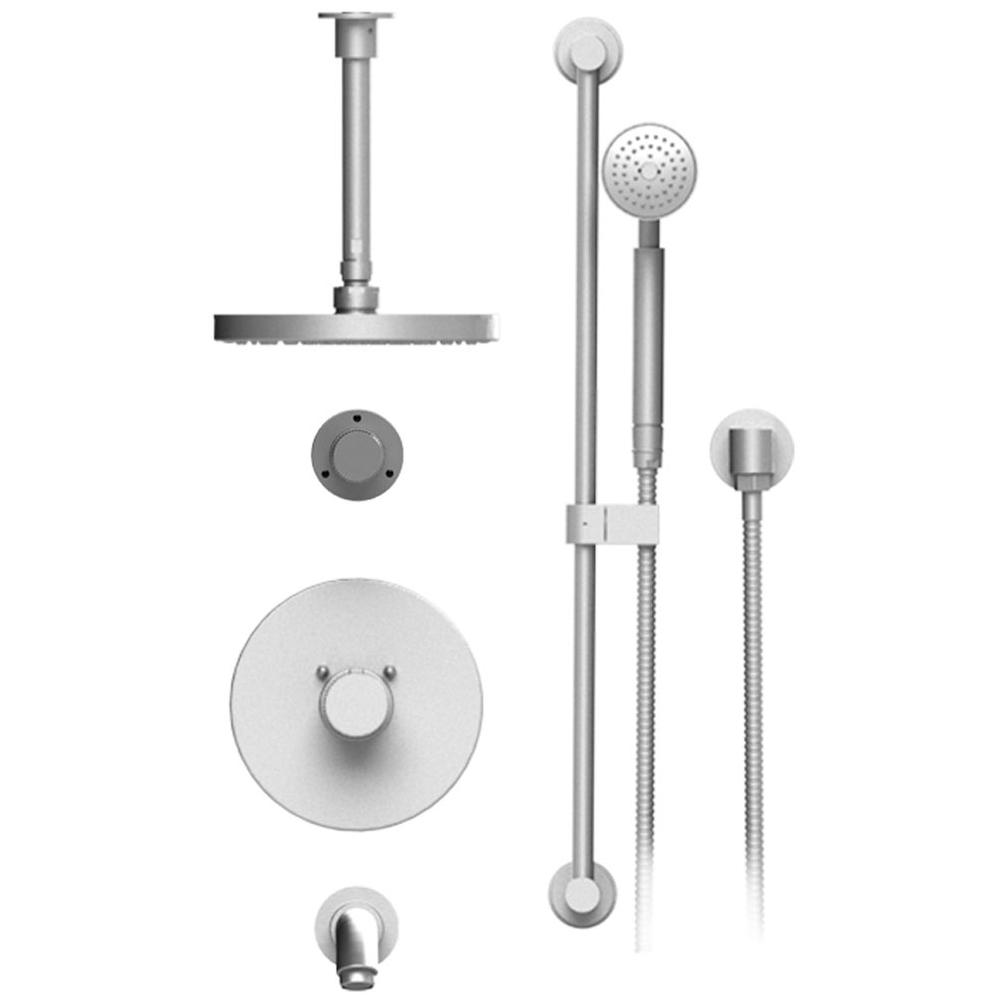 Rubinet T25HOR R Temperature Control Tub Shower With Three Way Diverter ShutOff, Hand Held Shower, Bar, IntegraSupply Wall Mount Tub Filler Spout Lasalle Show