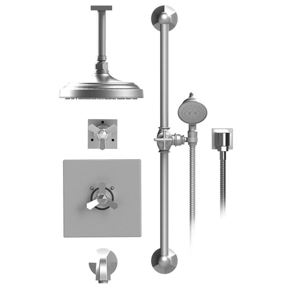 Rubinet T25HXC Temperature Control Tub Shower With Three Way Diverter ShutOff, Hand Held Shower, Bar, IntegraSupply, Wall Mount Tub Filler Spout Shower Head