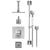 Rubinet T25MQL Temperature Control Tub Shower With Three Way Diverter ShutOff, Hand Held Shower, Bar, Integral Supply Wall Mount Tub Filler Spout Fixed Shower
