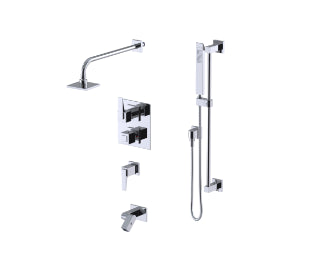 Rubinet T26RSL Temperature Control Shower With Two Way Diverter ShutOff, With One Seperate Volume Control, Hand Held Shower, Bar, Integral Supply, Wall Mount Bidet