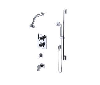 Rubinet T26RTL Temperature Control Shower With Two Way Diverter ShutOff, With One Seperate Volume Control, Hand Held Shower, Bar, Integral Supply, Wall Mount Bidet