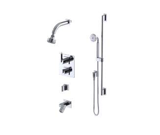Rubinet T26RTQ Temperature Control Shower With Two Way Diverter ShutOff, With One Seperate Volume Control, Hand Held Shower, Bar, Integral Supply, Wall Mount Bidet