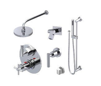 Rubinet T27GNC Temperature Control Shower With Two Way Diverter ShutOff, With One Seperate Volume Control, Hand Held Shower, Bar, Integral Supply, Wall Mount Bidet