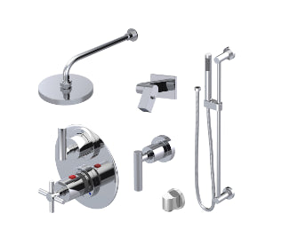 Rubinet T27GNL Temperature Control Shower With Two Way Diverter ShutOff, With One Seperate Volume Control, Hand Held Shower, Bar, Integral Supply, Wall Mount Bidet
