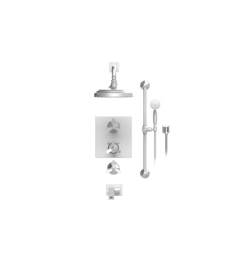 Rubinet T27HXL Temperature Control Shower With Two Way Diverter ShutOff, With One Seperate Volume Control, Hand Held Shower, Bar, Integral Supply, Wall Mount Bidet