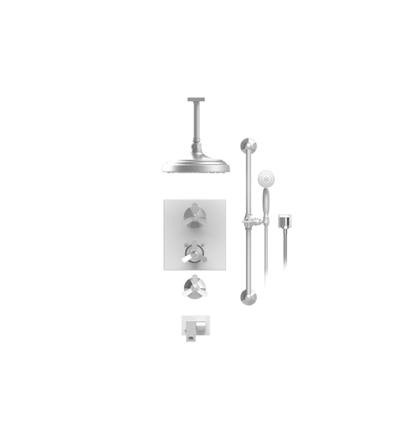 Rubinet T28HXC Temperature Control Shower With Two Way Diverter ShutOff, With One Seperate Volume Control, Hand Held Shower, Bar, Integral Supply, Wall Mount Bidet