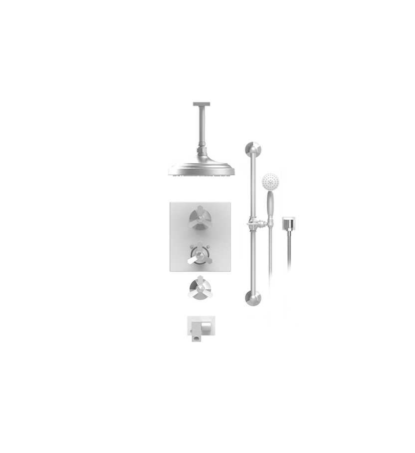 Rubinet T28HXC Temperature Control Shower With Two Way Diverter ShutOff, With One Seperate Volume Control, Hand Held Shower, Bar, Integral Supply, Wall Mount Bidet