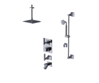 Rubinet T28MQL Temperature Cont Shower With Two Way Diverter ShutOff, With One Seperate Volume Control, Hand Held Shower, Bar, Integral Supply Wall Mount Bidet