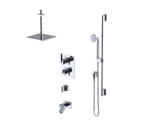 Rubinet T28RTQ Temperature Control Shower With Two Way Diverter ShutOff, With One Seperate Volume Control, Hand Held Shower, Bar, Integral Supply, Wall Mount Bidet