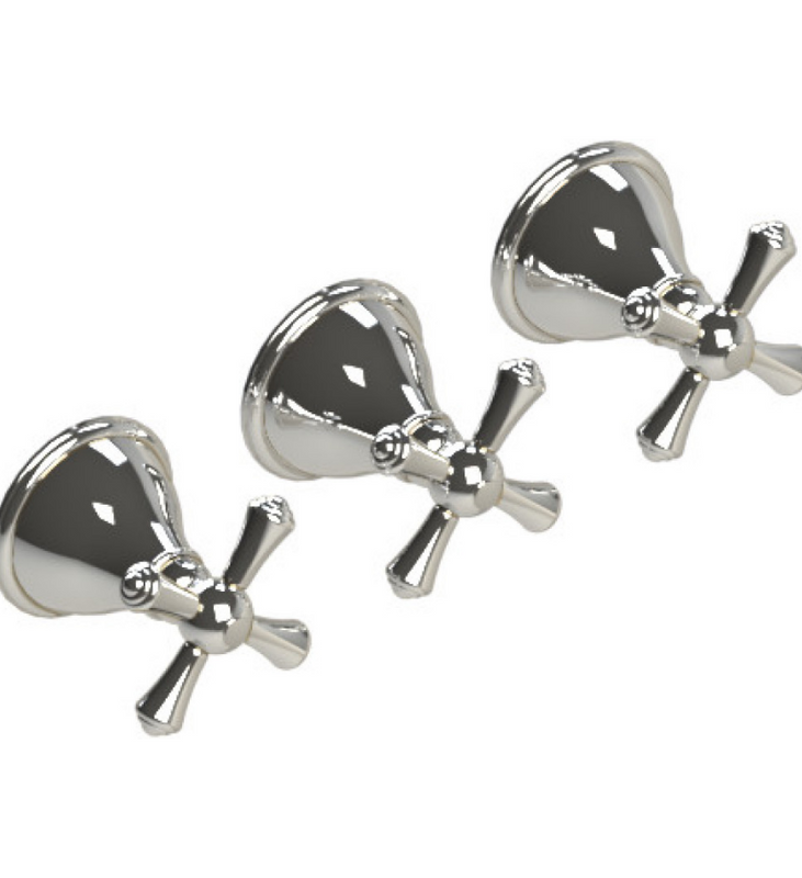 Rubinet T2AFMC Three Valve Tub Filler With Diverter Trim Only