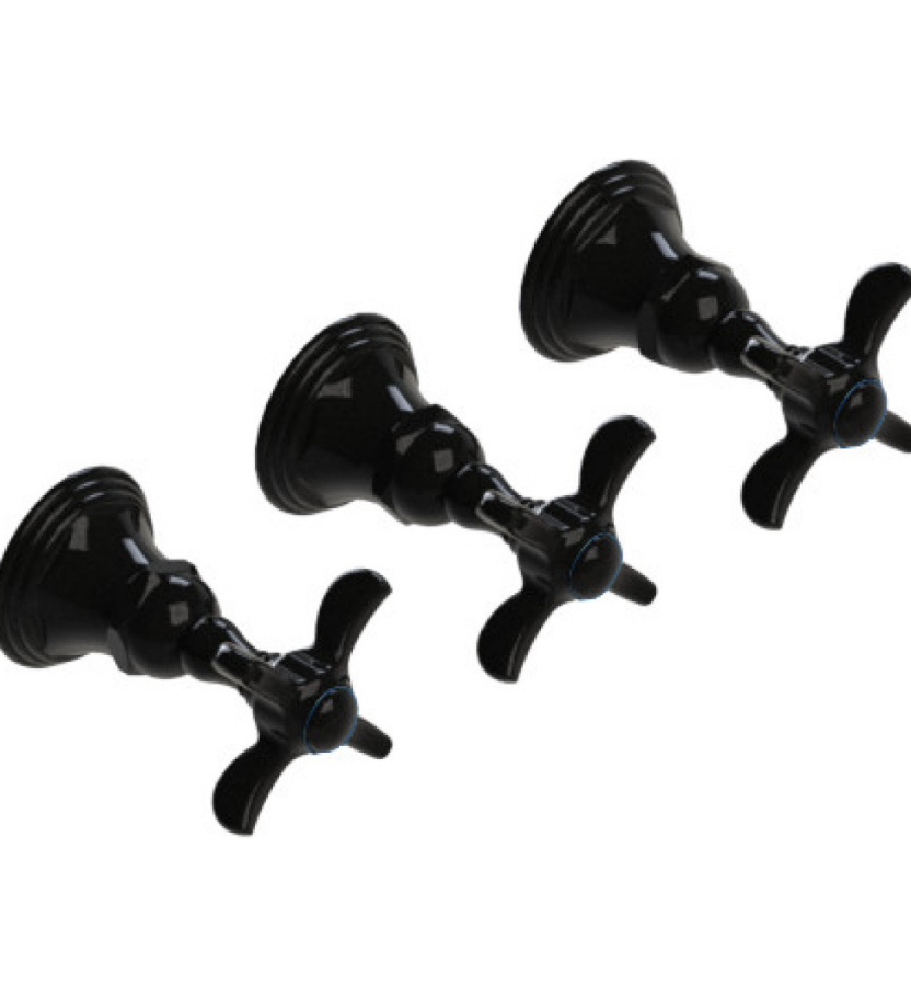 Rubinet T2ARVC Three Valve Tub Filler With Diverter, Trim Only