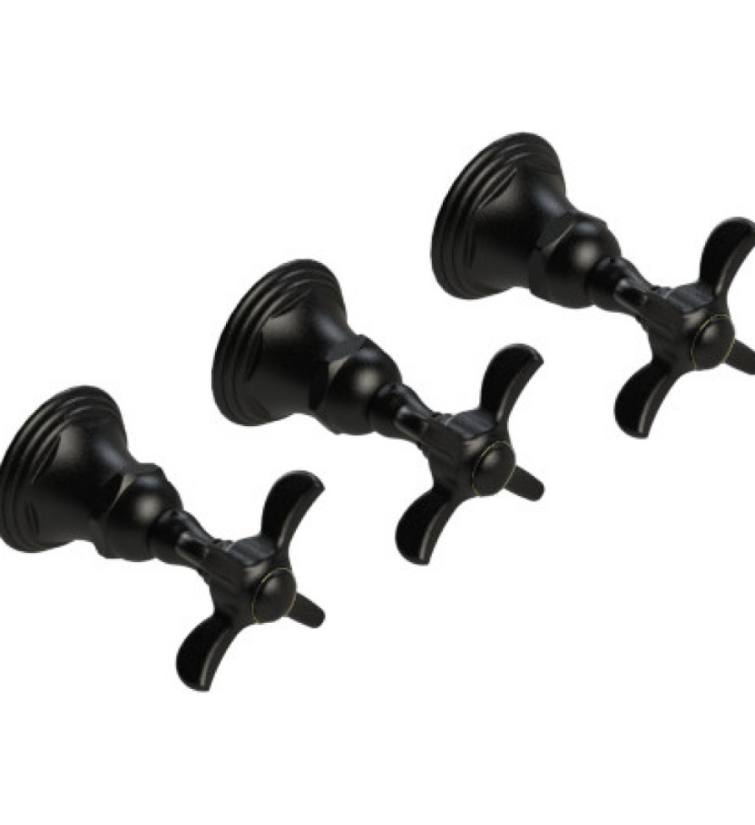 Rubinet T2ARVC Three Valve Tub Filler With Diverter, Trim Only