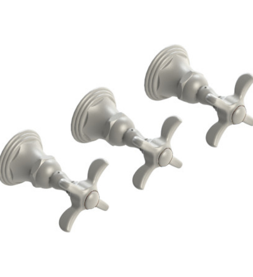 Rubinet T2ARVC Three Valve Tub Filler With Diverter, Trim Only