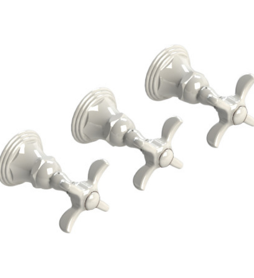Rubinet T2ARVC Three Valve Tub Filler With Diverter, Trim Only