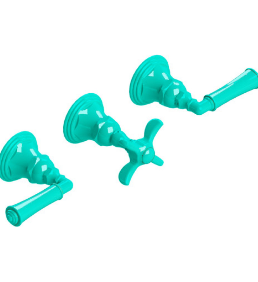 Rubinet T2ARVL Three Valve Tub Filler With Diverter, Trim Only