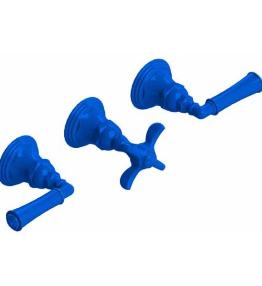 Rubinet T2ARVL Three Valve Tub Filler With Diverter, Trim Only