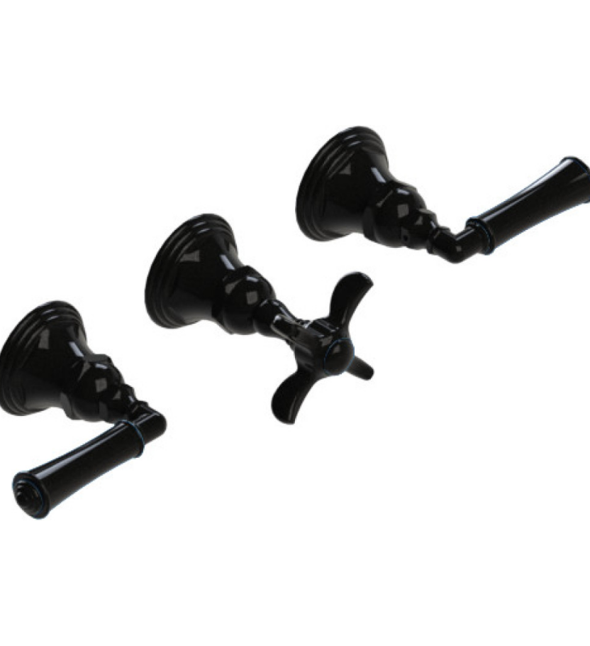 Rubinet T2ARVL Three Valve Tub Filler With Diverter, Trim Only