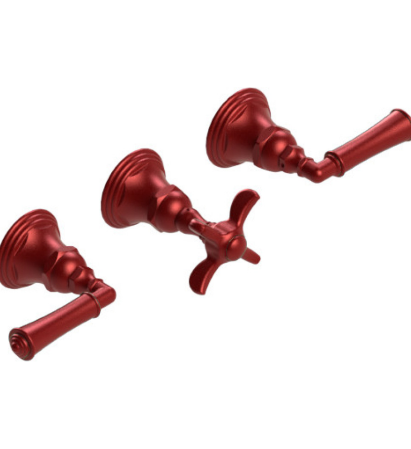 Rubinet T2ARVL Three Valve Tub Filler With Diverter, Trim Only