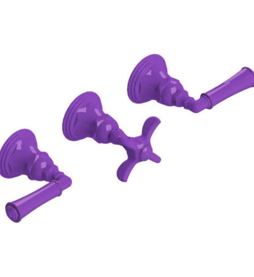 Rubinet T2ARVL Three Valve Tub Filler With Diverter, Trim Only