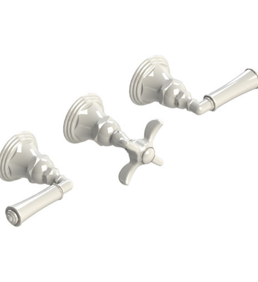 Rubinet T2ARVL Three Valve Tub Filler With Diverter, Trim Only