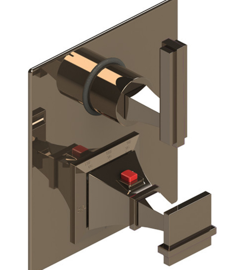 Rubinet T2QMQL Temperature Control Valve With Stop Two Way Diverter With ShutOff Trim Only