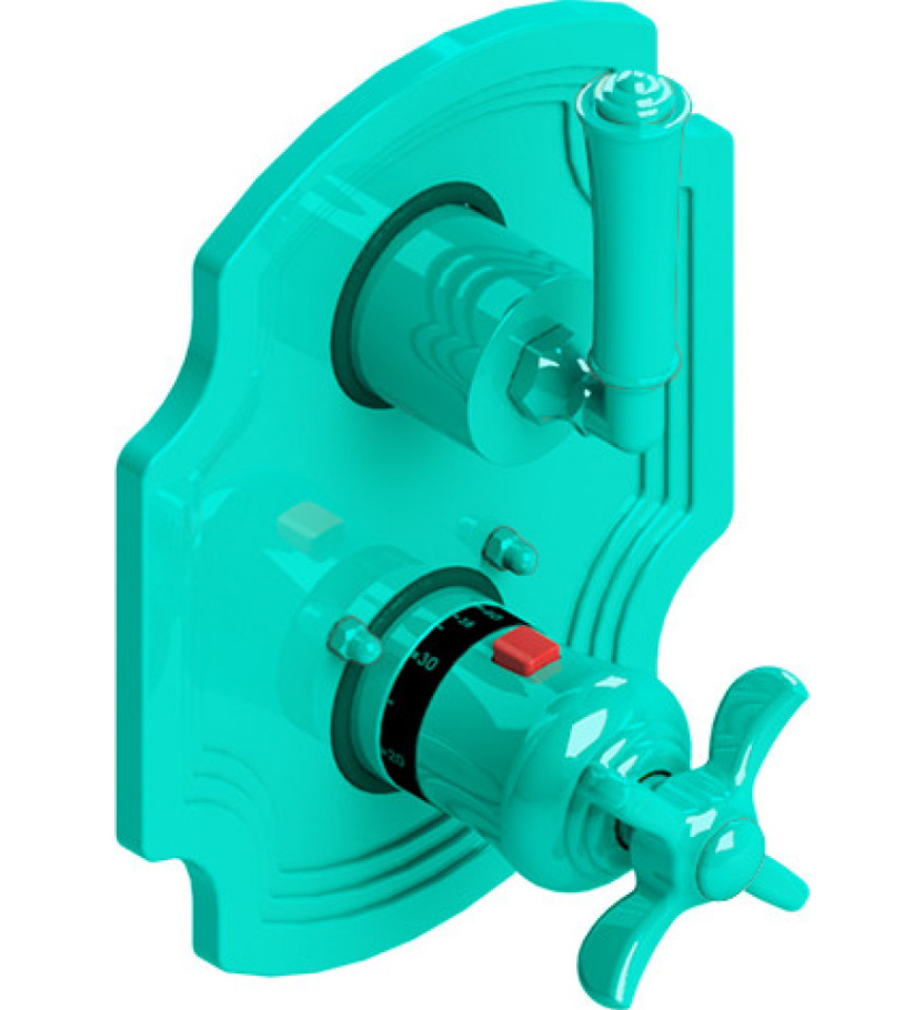 Rubinet T2QRVL Temperature Control Valve With Stop Two Way Diverter With ShutOff, Trim Only