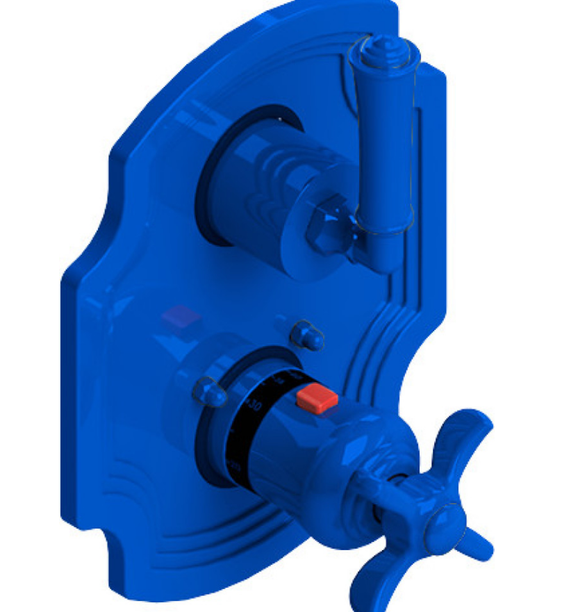 Rubinet T2QRVL Temperature Control Valve With Stop Two Way Diverter With ShutOff, Trim Only