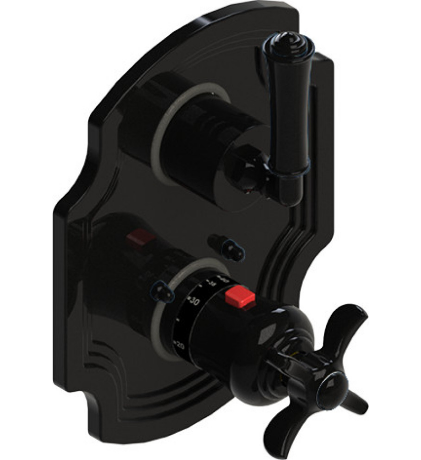 Rubinet T2QRVL Temperature Control Valve With Stop Two Way Diverter With ShutOff, Trim Only