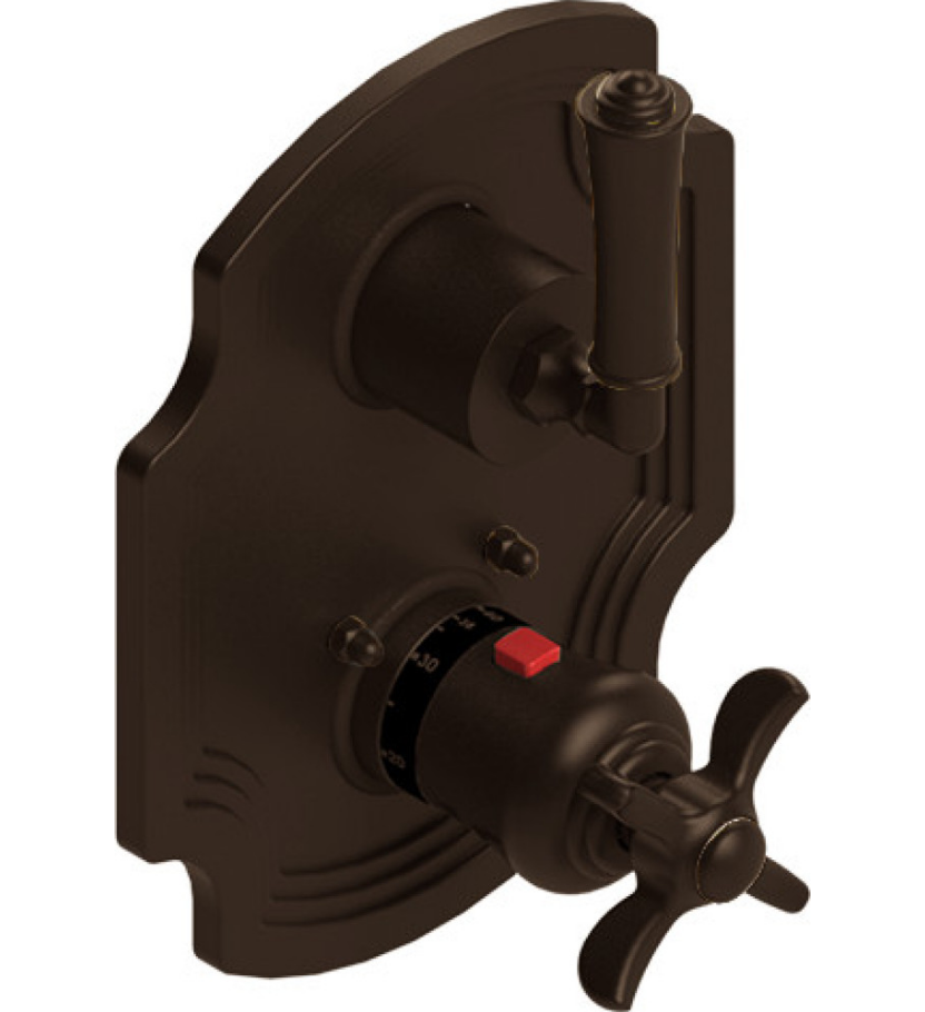 Rubinet T2QRVL Temperature Control Valve With Stop Two Way Diverter With ShutOff, Trim Only