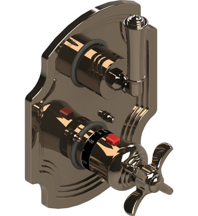 Rubinet T2QRVL Temperature Control Valve With Stop Two Way Diverter With ShutOff, Trim Only