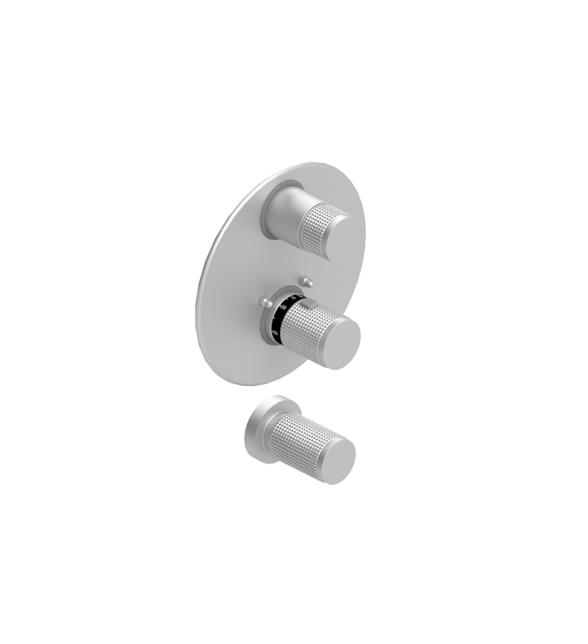 Rubinet T2RHOL Temperature Control Valve With Stops, Two Way Diverter With ShutOffs, Plus One Other Extra Volume Control, Trim Only