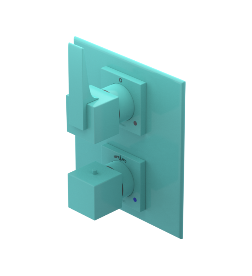 Rubinet T2RRSL Temperature Control Valve With Stop Two Way Diverter With ShutOff, PluOne Other Extra Volume Control, Trim Only