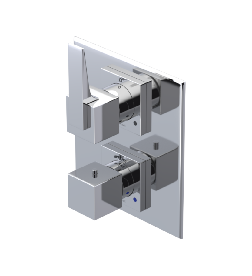 Rubinet T2RRSL Temperature Control Valve With Stop Two Way Diverter With ShutOff, PluOne Other Extra Volume Control, Trim Only