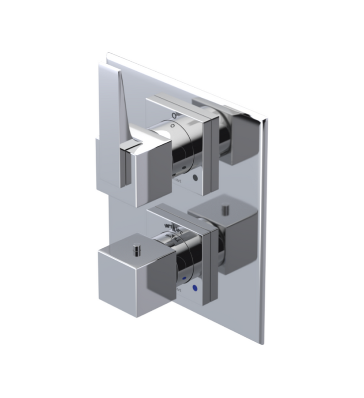 Rubinet T2RRSL Temperature Control Valve With Stop Two Way Diverter With ShutOff, PluOne Other Extra Volume Control, Trim Only