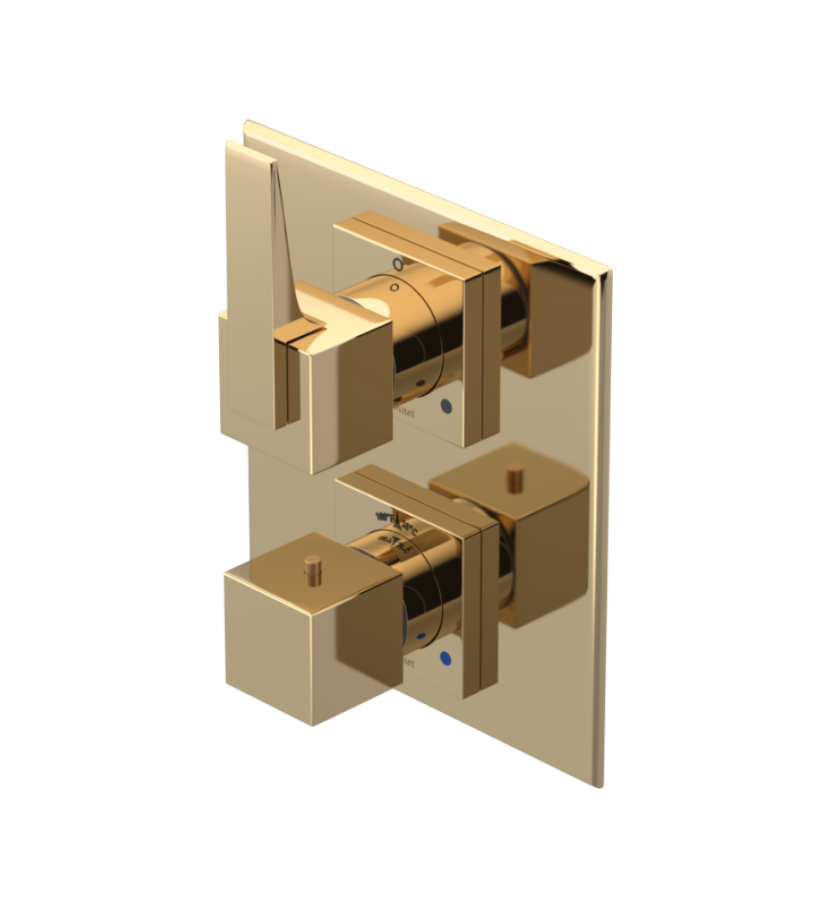 Rubinet T2RRSL Temperature Control Valve With Stop Two Way Diverter With ShutOff, PluOne Other Extra Volume Control, Trim Only