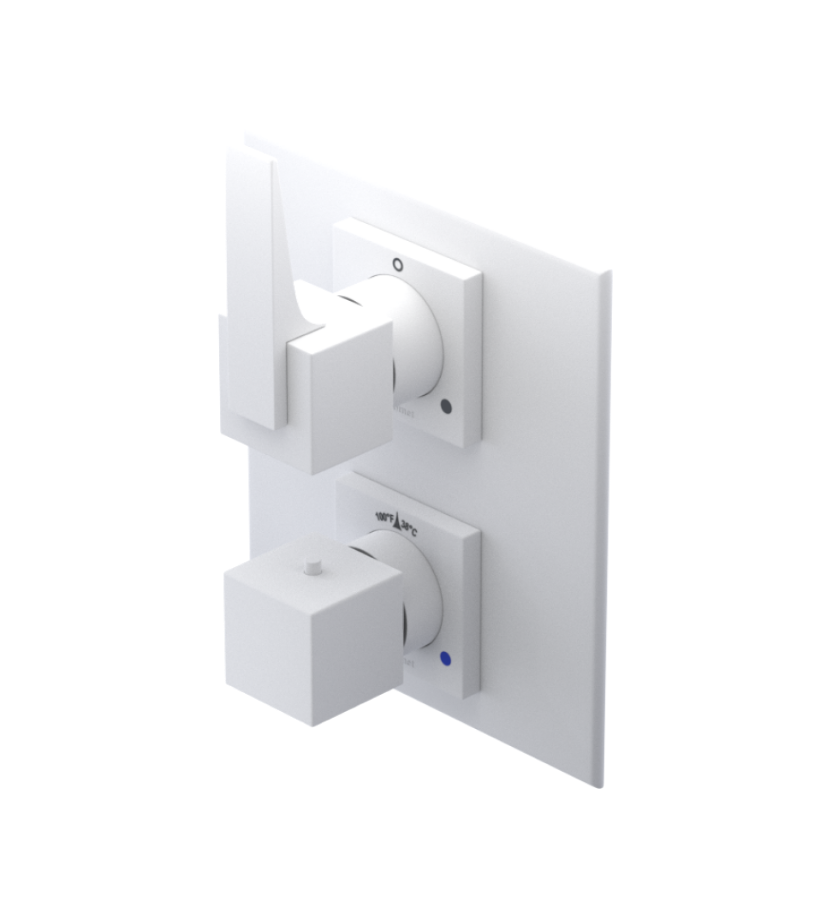 Rubinet T2RRSL Temperature Control Valve With Stop Two Way Diverter With ShutOff, PluOne Other Extra Volume Control, Trim Only