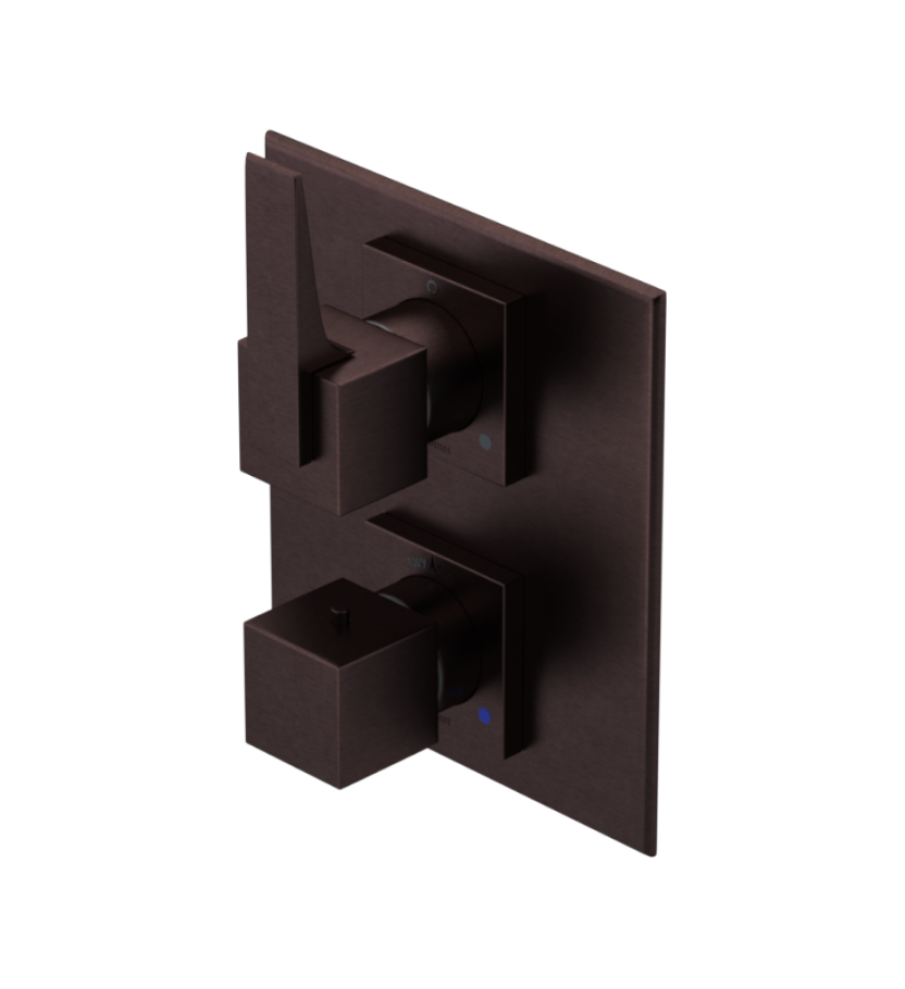 Rubinet T2RRSL Temperature Control Valve With Stop Two Way Diverter With ShutOff, PluOne Other Extra Volume Control, Trim Only